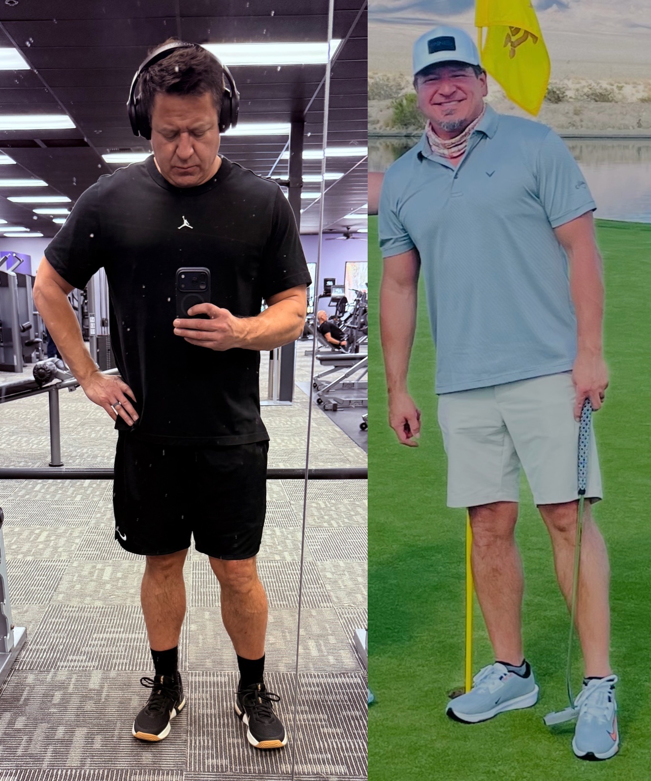Colin Casillas before and after retiring from alcohol, showing 14 lb weight loss in four months